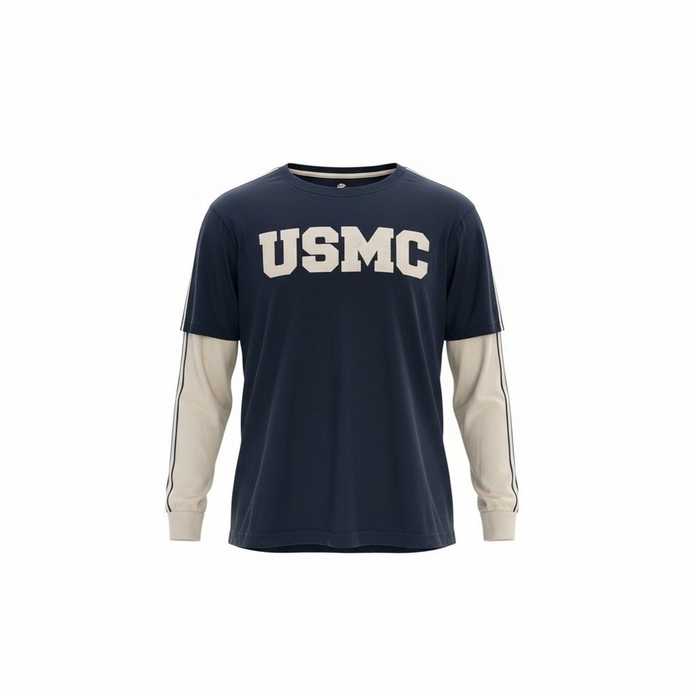 Women's USMC Marines T Shirt With Built In Long Sleeve Size Large